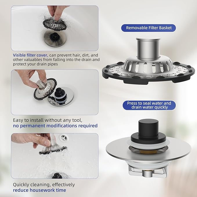 Universal Bathtub Drain Stopper Shower Drain Hair Catcher, Tub Stopper - Image 6