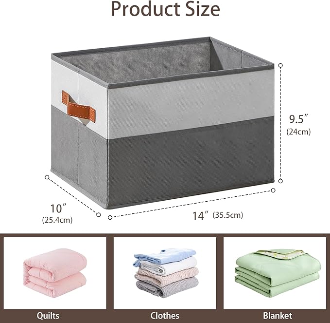 6 Pack Large Storage Bins with Handle, Collapsible Storage Basket - Image 2