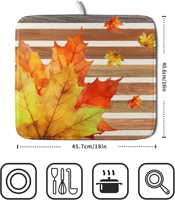 Autumn Golden Maple Leaf Dish Drying Mat - Image 2