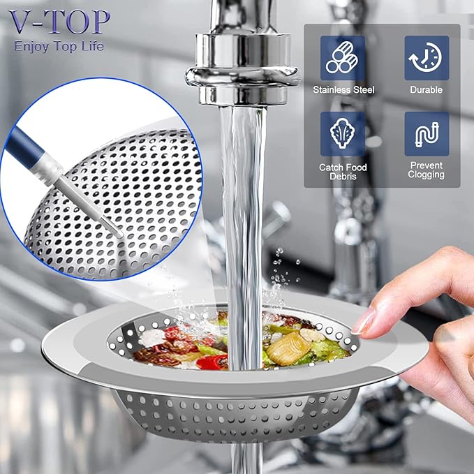 V-TOP Sink Strainer Stopper 4 Pack, Universal Silicone Kitchen Sink Drain - Image 2