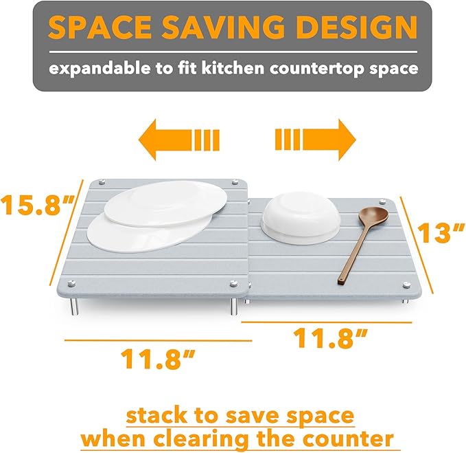 SpaceAid 2 Pack Stone Dish Drying Mats - Image 4