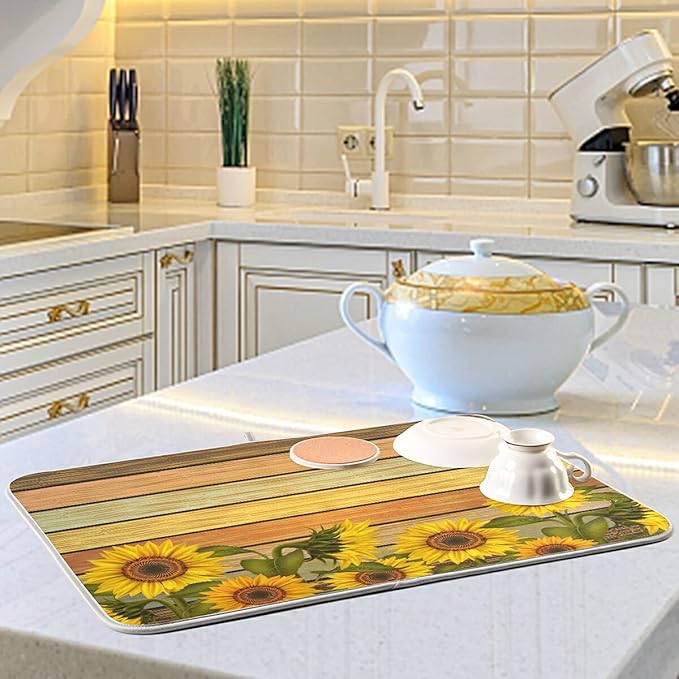 Super Absorbent Dish Drying Mat, Microfiber Fast-Drying Dish Mat, Kitchen Dish - Image 6