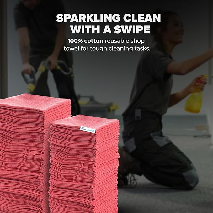 Simpli-Magic Cotton Shop Towels 14"x12" – Reusable Cleaning Shop Rags - Image 4