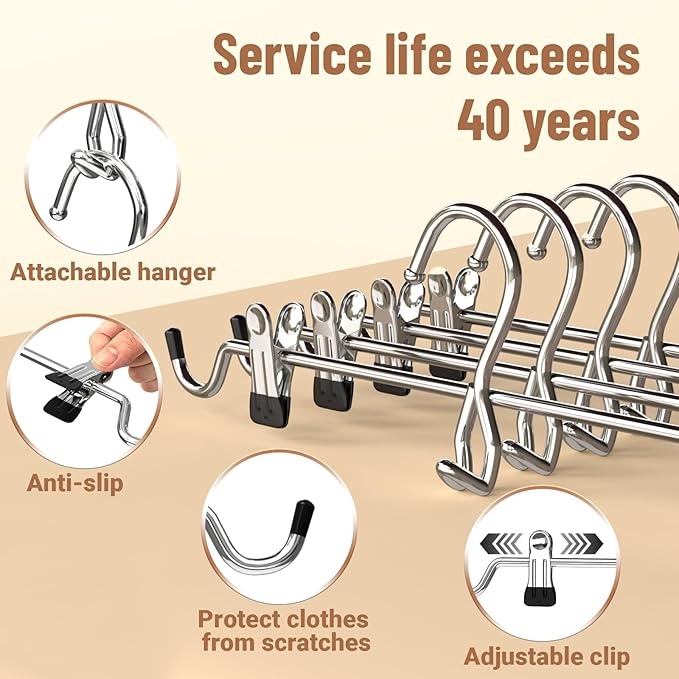 Pants Hangers Space Saving, Stackable Skirt Hangers - Image 8