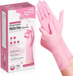 Disposable Nitrile Dishwashing Gloves, Extended 12 Inches Cuff, Cherry Blossom by SwiftGrip