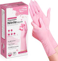 Disposable Nitrile Dishwashing Gloves, Extended 12 Inches Cuff, Cherry Blossom by SwiftGrip
