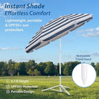 AMMSUN Shade Umbrella, Premium Portable Umbrella with Stand, 6.5ft Lightweight Free Standing Canopy for Sporting Games, Adjustable Instant Sun Protection and Easy to Carry, Stripe Blue - Image 3