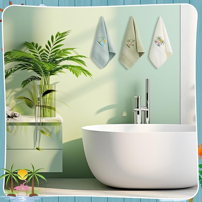 3 Pack Summer Palm Tree Hand Towels - Image 6