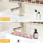 2 Pack Watercolor Tulips Sink Faucet Absorbing Mat Pink Tulips Super Absorbent - Image 6