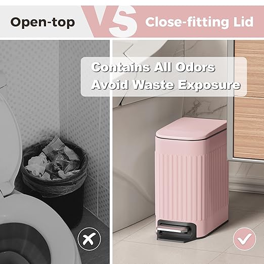 TrashAid Pink Bathroom Trash Can, 1.6 Gallon Stainless Steel Small Garbage Can - Image 5