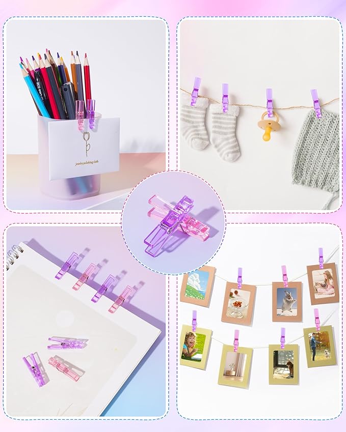 60PCS Pink Clothes Pins for Baby Shower Games Girl, Transparent Acrylic Clothes - Image 5