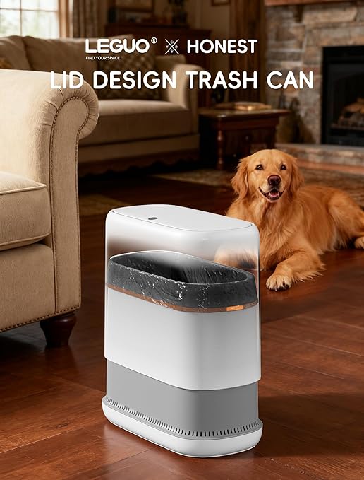 Bathroom Trash Can with Lid, Slim 3.3 Gallon Vacuum adsorption Garbage Bin - Image 5