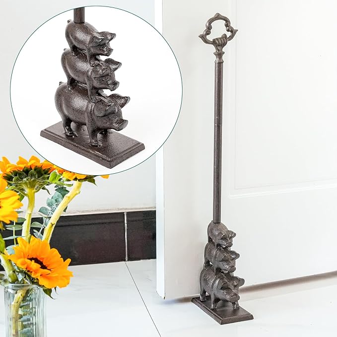 Sungmor Portable Door Stopper Wedge, 23.8" Tall Cute Three Pig Door Holder - Image 6