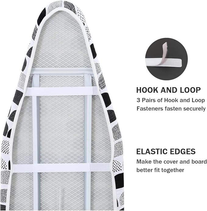 Ironing Board Cover and Pad Standard Size 15" x 54", 3 Pairs of Hook and Loop - Image 4