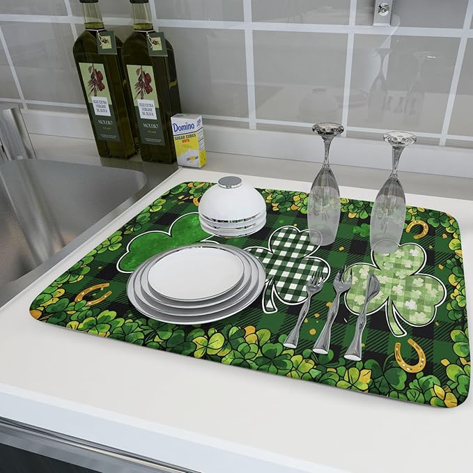 St Patrick's Day Green Clover Dish Drying Mat 18 x 24 Inch - Image 6