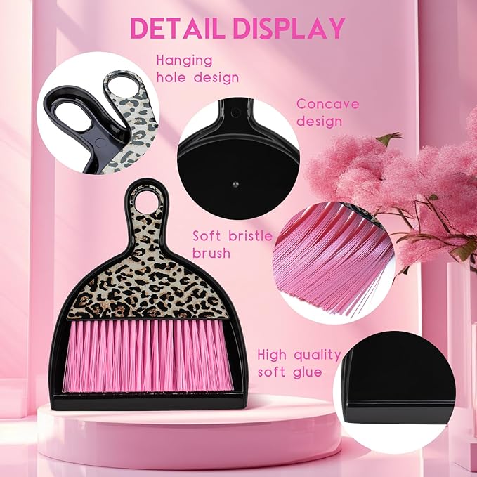 THINKLEARN 2PCS Mini Dustpan and Brush Set, Small Broom and Dustpan Set - Image 4