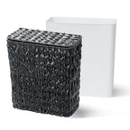 Black Wicker Trash Can with Lid and Liner, Waterproof Narrow Waste Basket - Image 6