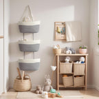 Hanging Baskets for Organizing, 3-Tier Woven Cotton Wall-Mounted Storage - Image 3