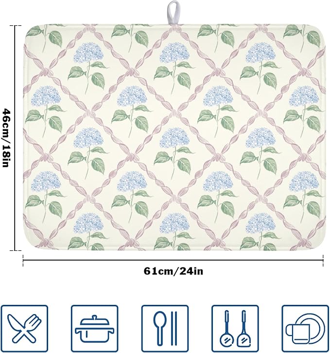 Hydrangea Floral Dish Drying Mat - Image 2