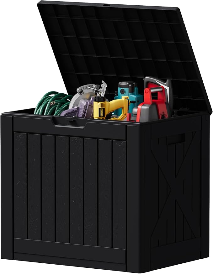 Devoko 40 Gallon Deck Box Outdoor Storage Box Waterproof for Patio, Large Outdoor Storage Bench Lockable for Outside (Black, 40 Gallon) by DEVOKO
