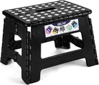 Delxo 9 Inch Folding Step Stool, Black Step Stools for Kids Foldable,Portable Collapsible Step Stool with Handle, Folding Stool for Kitchen Bathroom,Bedroom,Garden by Delxo