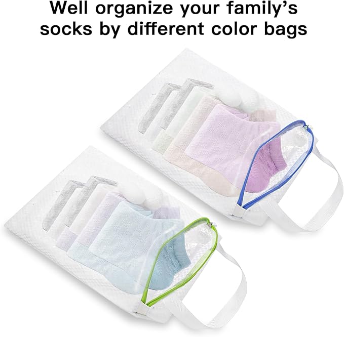 5-Pack Sock Laundry Bags with Metal Hooks, 10x12 Inch Mesh Washing Machine Bags - Image 4