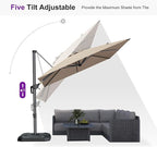 PURPLE LEAF 8 Feet Outdoor Square Cantilever Umbrella Patio Umbrella with Base Aluminum Offset Umbrella with 360-degree Rotation for Garden Deck Pool Patio Taupe - Image 7