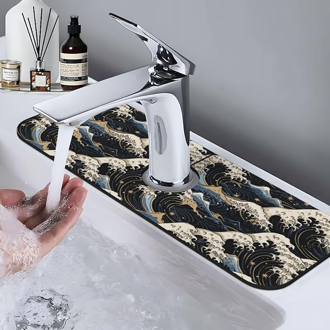 Japanese Wave Black 15" X 5.5" Kitchen Sink Splash Guard Faucet Faucet Guard - Image 7