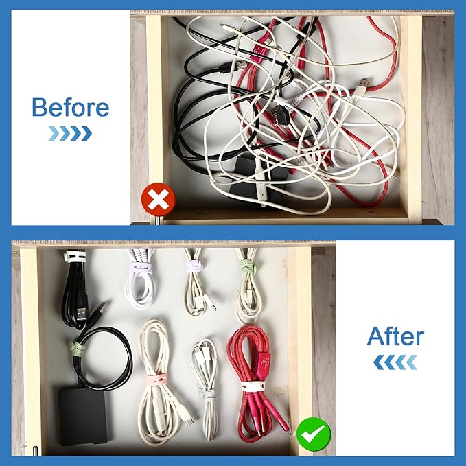 42 Pcs Silicone Cable Ties Reusable Cord Organizer Adjustable Data Cable Wraps - Image 6
