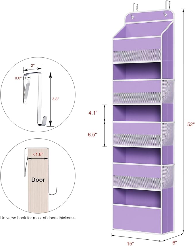 Univivi 5-Shelf Over The Door Hanging Organizer, Back of Door Organizer - Image 3