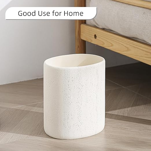 Trash Can, 1.6 Gallon Small Bathroom Trash Can, Simple Oval Stone Look Garbage - Image 4