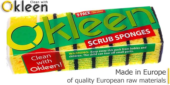 Yellow Multi Use Scrub Sponge. Made in Europe. Large Pack of 18. 4.3x2.8x1.4 - Image 3