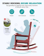 SERWALL Oversized Outdoor Rocking Chair, All-Weather Patio Rocking Chair, HDPE Porch Rocker for Adults, Red - Image 5