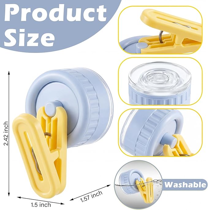 Geelin Dish Glove Clip with Suction Cup Easy Install Removable Blue Yellow - Image 3