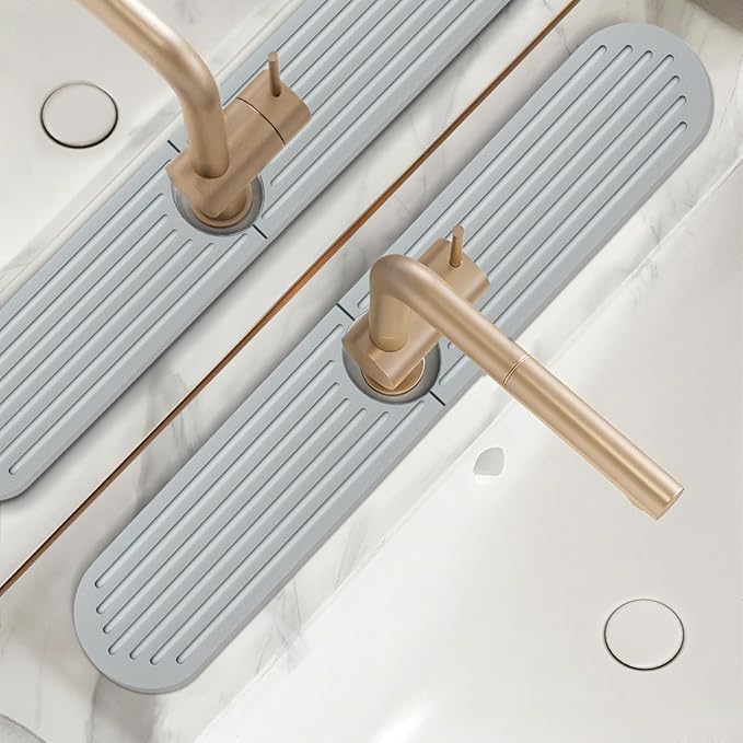 Stone Faucet Mat for Kitchen Sink, 2 Set/4PCS Quick Dry Diatomaceous Earth by Bornerwhite