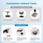 Hibbent 3 in 1 Metal Bathtub Drain Stopper, Universal Pop Up Tub Stopper - Image 4