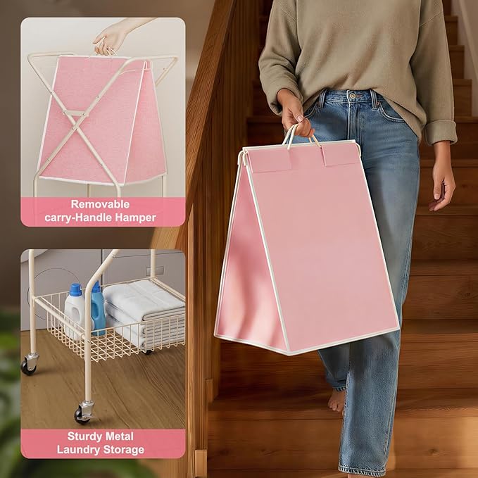 Convenient Laundry Basket with Wheels, Heavy Duty Dirty Clothes Laundry Hamper - Image 5