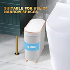 Bathroom Trash Can with Lid 3.2 Gallon Narrow Trash Can Small Plastic Trash Bin - Image 6