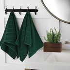Jacquotha 2-Piece Hand Towels Set in Forest Green, Wavy Striped Jacquard Towels - Image 4