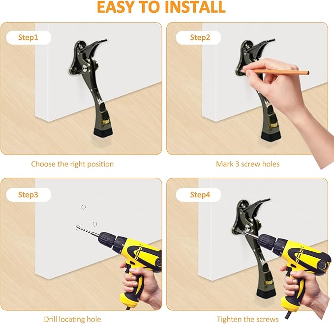 Kickdown Door Stopper, 2 Packs Door Holder to Keep Door Open, 4 Inch One Touch - Image 7