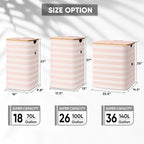 BALEINE Laundry Hamper with Lid, Tall Laundry Baskets with Bamboo Pull Handles - Image 2