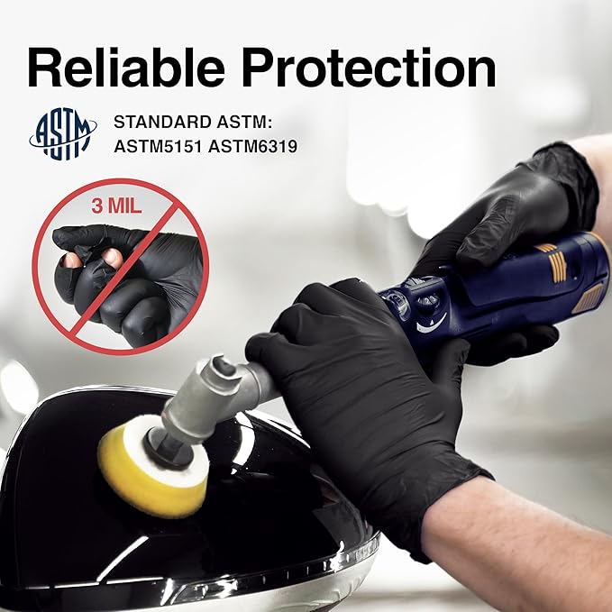 Schneider Black Nitrile Exam Gloves, 5 Mil Disposable Gloves, Latex Free & - Image 3