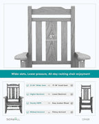 SERWALL Oversized Rocking Chair Set of 4 Outdoor, HDPE Outdoor Rocking Chair Set of 4, Space Gray - Image 5