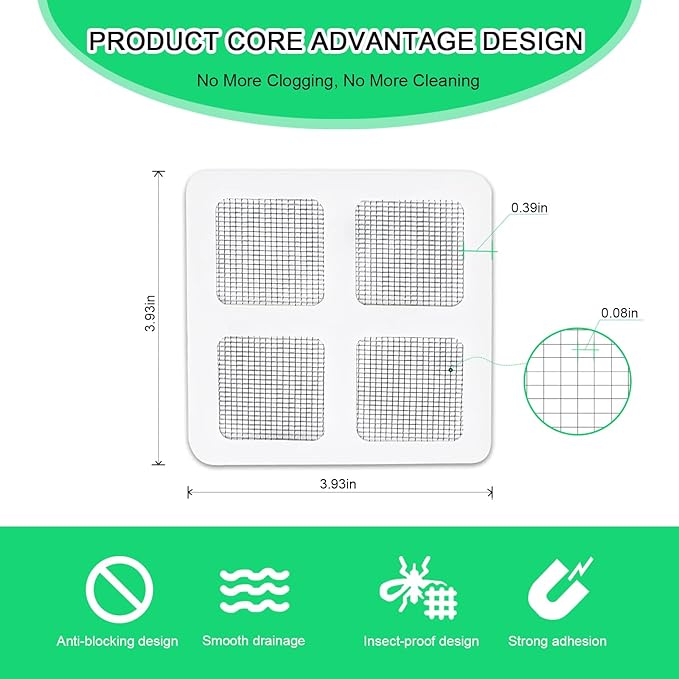 60 Pack Disposable Shower Drain Hair Catcher Mesh Stickers, Square 3.93 Inches - Image 2