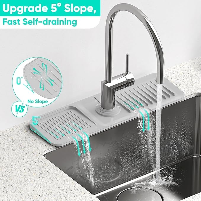 17.7'' Faucet Mat for Kitchen Sink Kitchen Sink Splash Guard Silicone Sink - Image 3