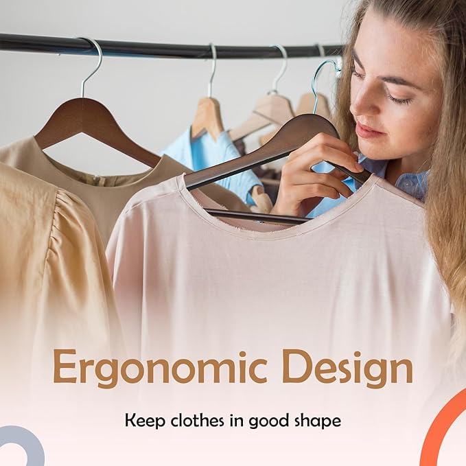 ELONG HOME Solid Wooden Hangers 30 Pack, Wood Suit Hangers - Image 8