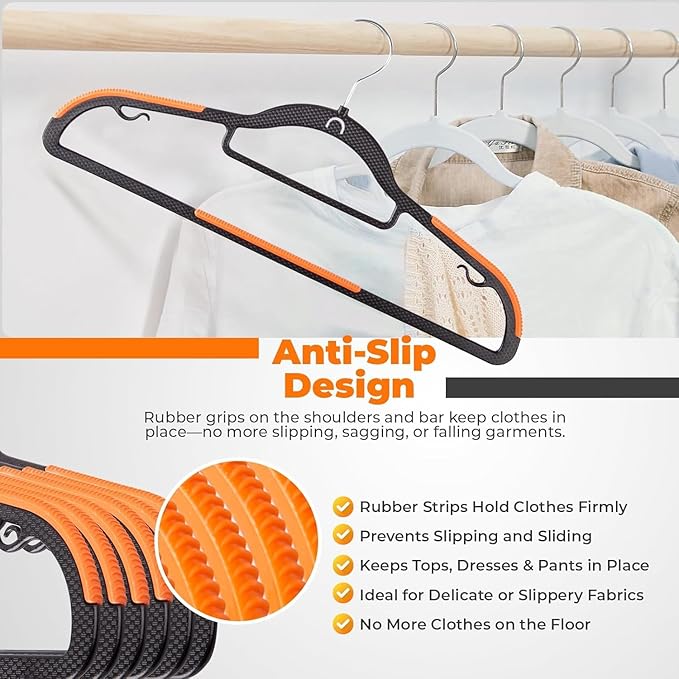 Plastic Hangers 50 Pack, Cascading Slim Space Saving Clothing Hangers - Image 4