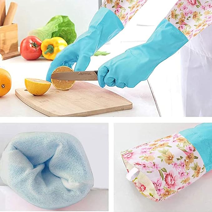 KINGFINGER Rubber Latex-Free Waterproof Dishwashing Gloves, 2 Pair Medium Long - Image 6