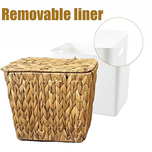 Yatmung Wicker Trash Can Small Bathroom Trash Can - Image 6