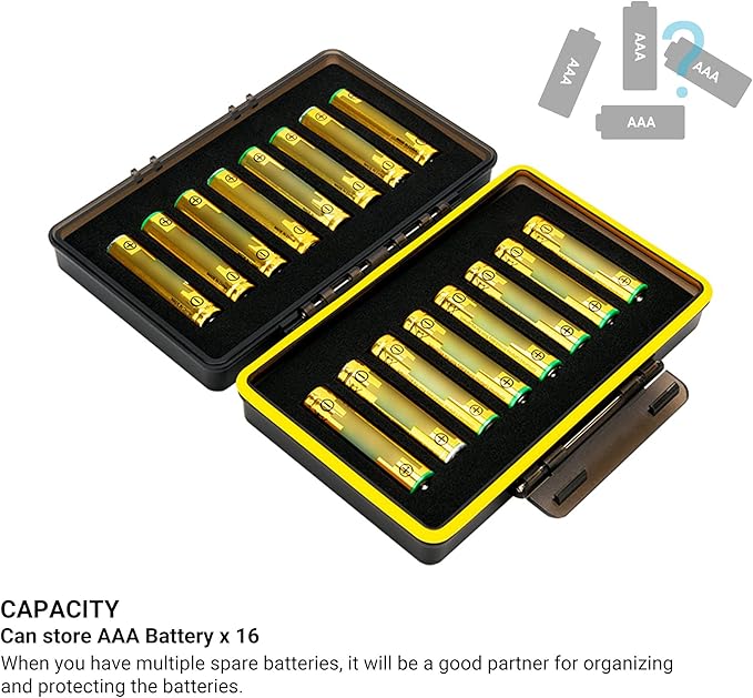 JJC 16 Slot AAA Battery Case, Shockproof & Water-Resistant Storage Box Holder - Image 2